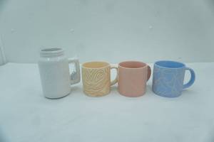 lot 383 image: White Glaze Mason Jar Mug, 3ct WK Mugs