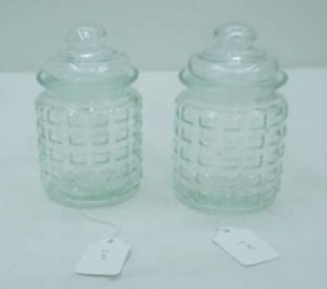 lot 415 image: 2ct Clear Glass Apothecary Jars with Lids