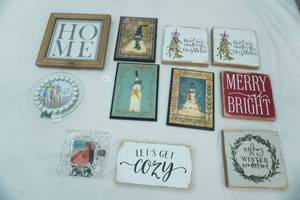 lot 438 image: Wooden Wall Decor,  2 GlassCrystal Picture Frames. NEWLIKE NEW