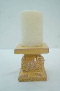 lot 439 image: Ceramic Pillar Candle Holder and Battery Operated Flicker Pillar Candle