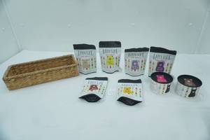 lot 449 image: Happy Wax Scented Soy Metal and Woven Organizing Basket