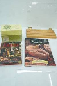 lot 454 image: NEW Recipe Card Box, Perfect Tapas Cookbook, Fish Cookbook