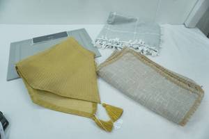 lot 455 image: NEWLIKE NEW Table Runners Placemats, Table Cloth. Grey & Gold color theme