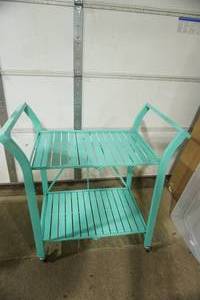 lot 482 image: 2-tier metal rolling cart. 35x 19x 35