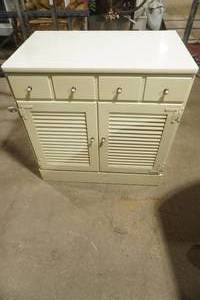 lot 489 image: Ethan Allen Cabinet w2 drawers and 2 doors. 1 shelf.