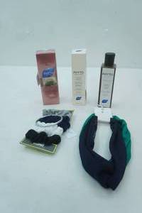 lot 499 image: NEW Phyto Paris Shampoos & Heat Protectant Spray, Headbands and scrunchies
