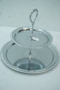 lot 500 image: Silver Toned 2-tier serving tray