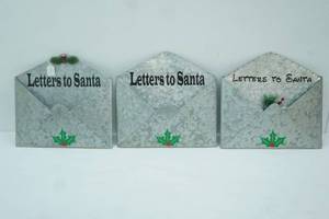 lot 537 image: NEW 3ct Galvanized Steel Letters to Santa Wall Pockets