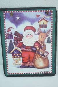 lot 541 image: Artist Palette Slate 10x8 Santa Claus & Reindeer
