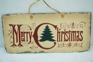 lot 542 image: Artist Palette Slate 14x7 Merry Christmas