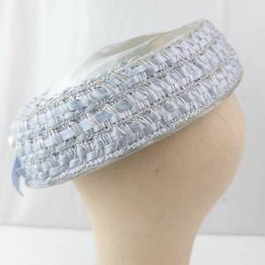 lot 316 image: Light Blue Woven Hat with Pearl Button & Satin Lining
