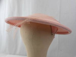 lot 327 image: Pink Wide-Brim Dress Hat with Ribbon Accent