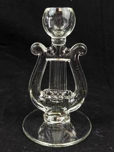 lot 359 image: Candlestick Holder - Crystal Lyre Style, Clear Glass