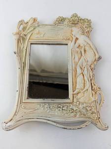 lot 383 image: Grecian Goddess Mirror Frame - Vintage Resin, Floral Relief