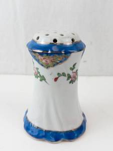 lot 409 image: Nippon Hatpin Holder - Floral Ceramic with Blue Trim