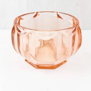 lot 410 image: Pink Glass Bowl - Faceted Sides with Octagonal Base - Decorative Dish Approx. 4