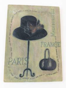 lot 426 image: Mademoiselle Paris France Wall Plaque Hat & Handbag Motif, Panel