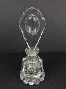 lot 428A image: Perfume Bottle Crystal Glass with Beaded Base & Ornate Stopper - Vintage