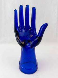 lot 431 image: Hand Display Sculpture - Cobalt Blue Glass