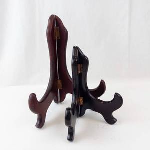 lot 437 image: Two Vintage Wooden Display Stands with Curved Feet - Folding EaselPicture Frame Stands