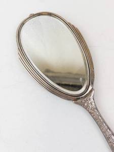 lot 463 image: Hand Mirror - Antique Silver Plate with Engraved Floral Handle
