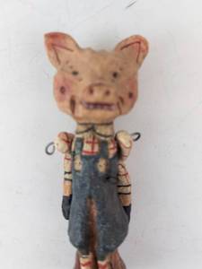 lot 478A image: Poliwoggs Primitives Folk Art Pig - Vintage Hand-Painted Figurine
