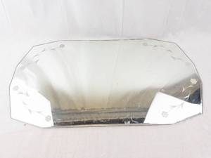 lot 10 image: Vintage Floral-Etched Glass Wall Mirror - Irregular Octagon