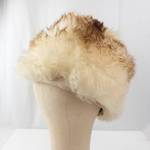Dyed Fur Hat - Cream/Beige with Brown-Tipped Edges