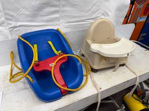 lot 46 image: SWING AND HIGH CHAIR.