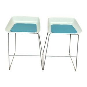 lot 28 image: 2 Steelcase Low Back Pub Seats BlueWhite
