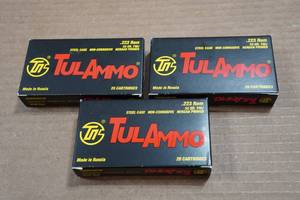 lot 172 image: 60 TulAmmo .223 Rem 55 Gr FMJ Steel Case Ammo