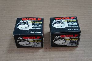 lot 178 image: 40 Wolf 7.62 x 39mm 122 Gr HP Steel Case Ammo