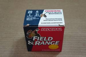 lot 189 image: 25 Federal Field & Range 20 Gauge 2-34 6 Shot Shotshells