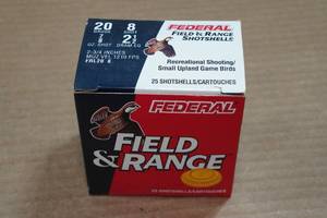 lot 194 image: 25 Federal Field & Range 20 Gauge 8 Shot Shotshells