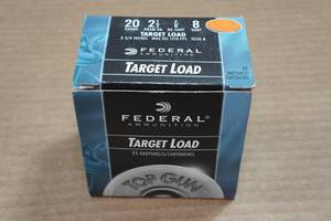 lot 198 image: 25 Federal Top Gun 20 Gauge 2-34 8 Shot Target Load Shotshells