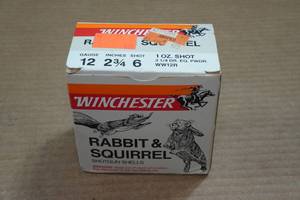 lot 211 image: 25 Winchester Rabbit & Squirrel 12 Gauge 2-34 6 Shot Shotshells