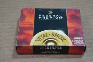 lot 220 image: 5 Federal Vital-Shok 12 Gauge 3-12 Magnum 00 Buck Shotshells