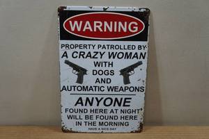 lot 82 image: Novelty Metal Sign - Warning