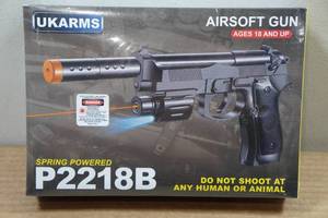 lot 91 image: UkArms P2218B Airsoft Pistol with Laser Sight