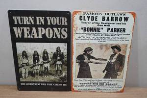 lot 100 image: 2 Metal Signs