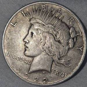 lot 22 image: 1922 D Peace Dollar $1