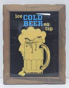 lot 30 image: Very Cool Vintage 1970s Bar Sign - Ice Cold Beer On Tap