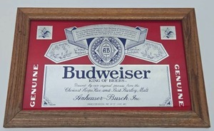 lot 31 image: Vintage 70s-80s BUDWEISER Advertising Beer Mirror Bar Sign