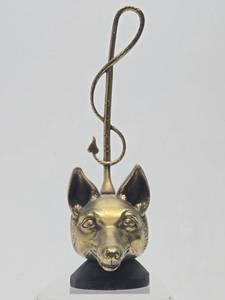 lot 118 image: Very Cool Old Vintage Heavy Brass Fox Head Door Stop