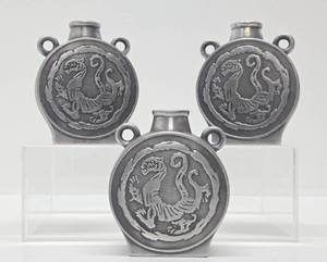 lot 167 image: 3 Brand New MetalPewter Vessels wDragons