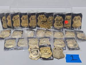 lot 168 image: Large Lot of NOS Unused Brass Security Guard Badges