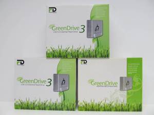 lot 199 image: 3 New Unused Green Drive External Hard Drives