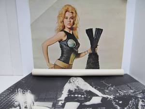 lot 213 image: 2 Original Vintage 1960s Large Posters - Brigitte Bardot Harley Davidson &amp Jane Fonda Barbarella
