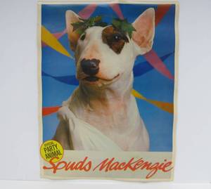 lot 214 image: Very Cool Vintage 1980s SPUDS MACKENZIE Party Animal Poster