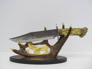 lot 273 image: Large Highly Decorated Maxam Eagle &amp Antler Hunting Knife &amp Display